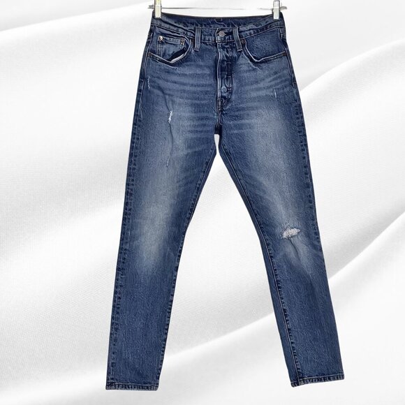 2/$50 Levi Strauss Distressed 501 Button Fly Skinny Jeans Size 25 - Picture 1 of 10